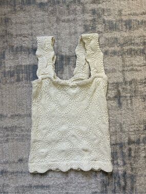 Free People Cream Textured Crochet Tank